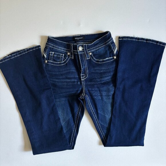 Fire & Rain Dark Wash Bootcut Jeans with Embellished Pockets – Women’s - Picture 1 of 10